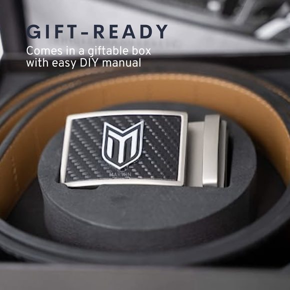 Sports Carbon Perfect Fit Ratchet Customizable Dress Casual Genuine Leather🙂 - Picture 4 of 5